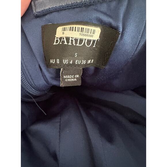 Bardot EVERLASTING VELOUR NAVY MIDI DRESS Small - Picture 8 of 8